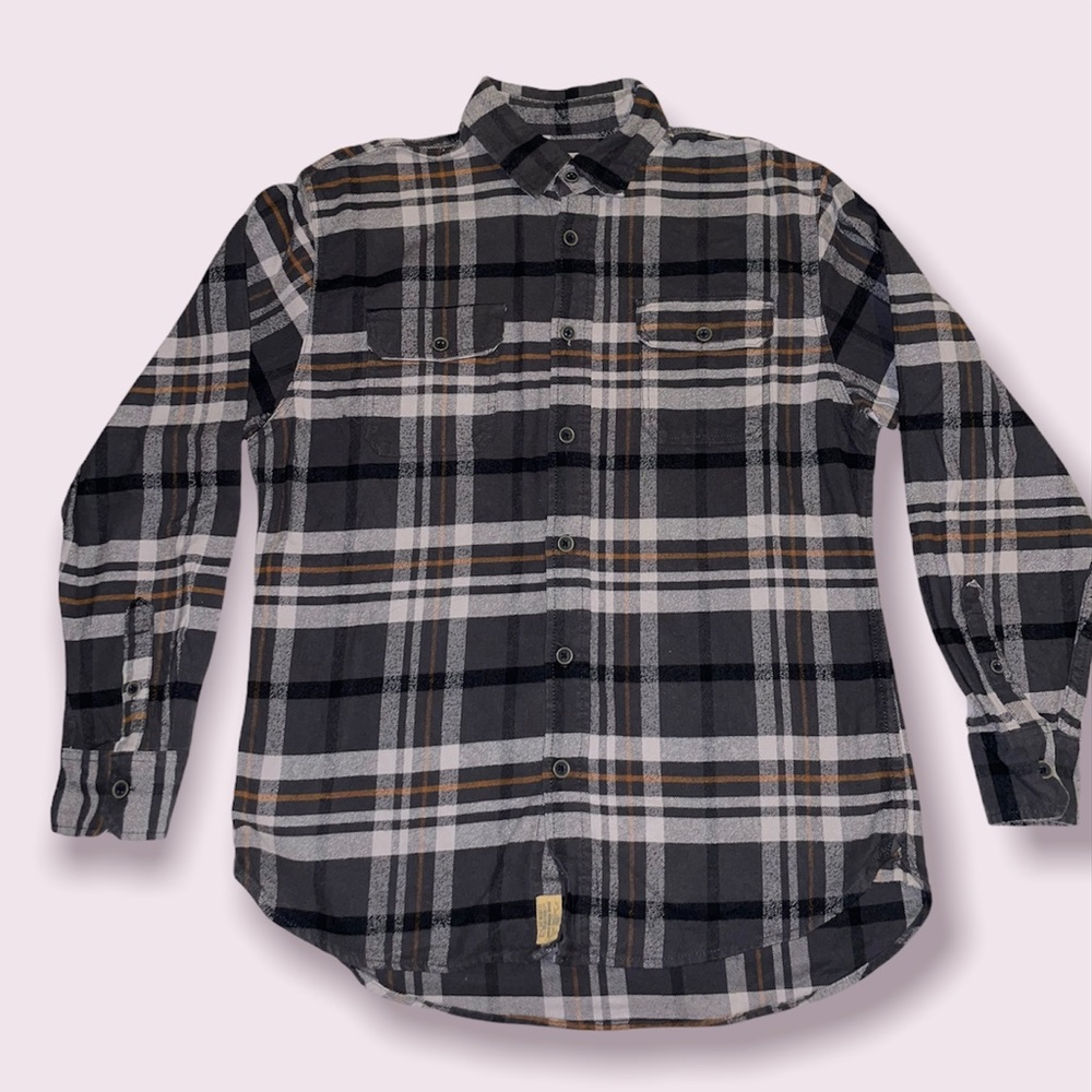Jachs Ny Grey/Black Plaid Thick Flannel size M